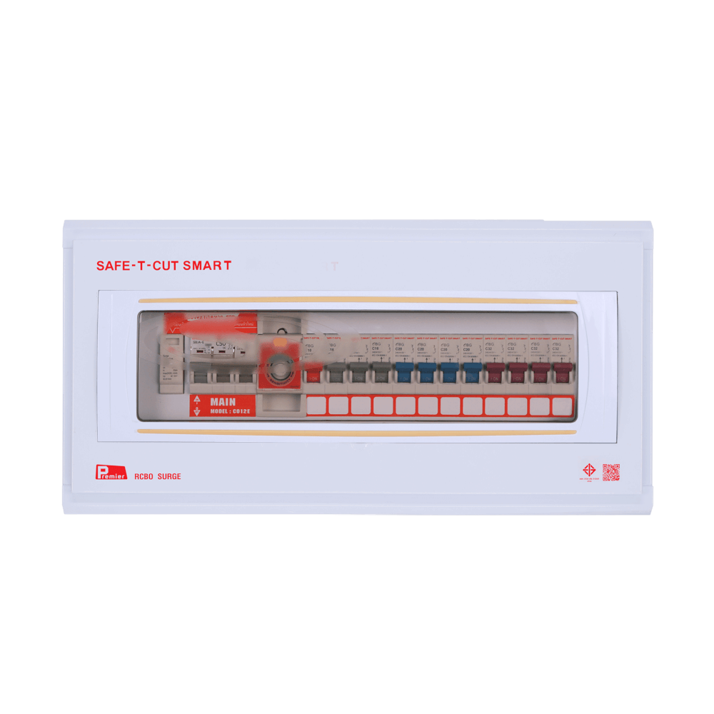 ชุดตู้คอนซูเมอร์ 12 ช่อง เบรคเกอร์กันดูด 50 แอมป์ เซฟ-ที-คัท สมาร์ท รุ่น PREMIER SURGE_1